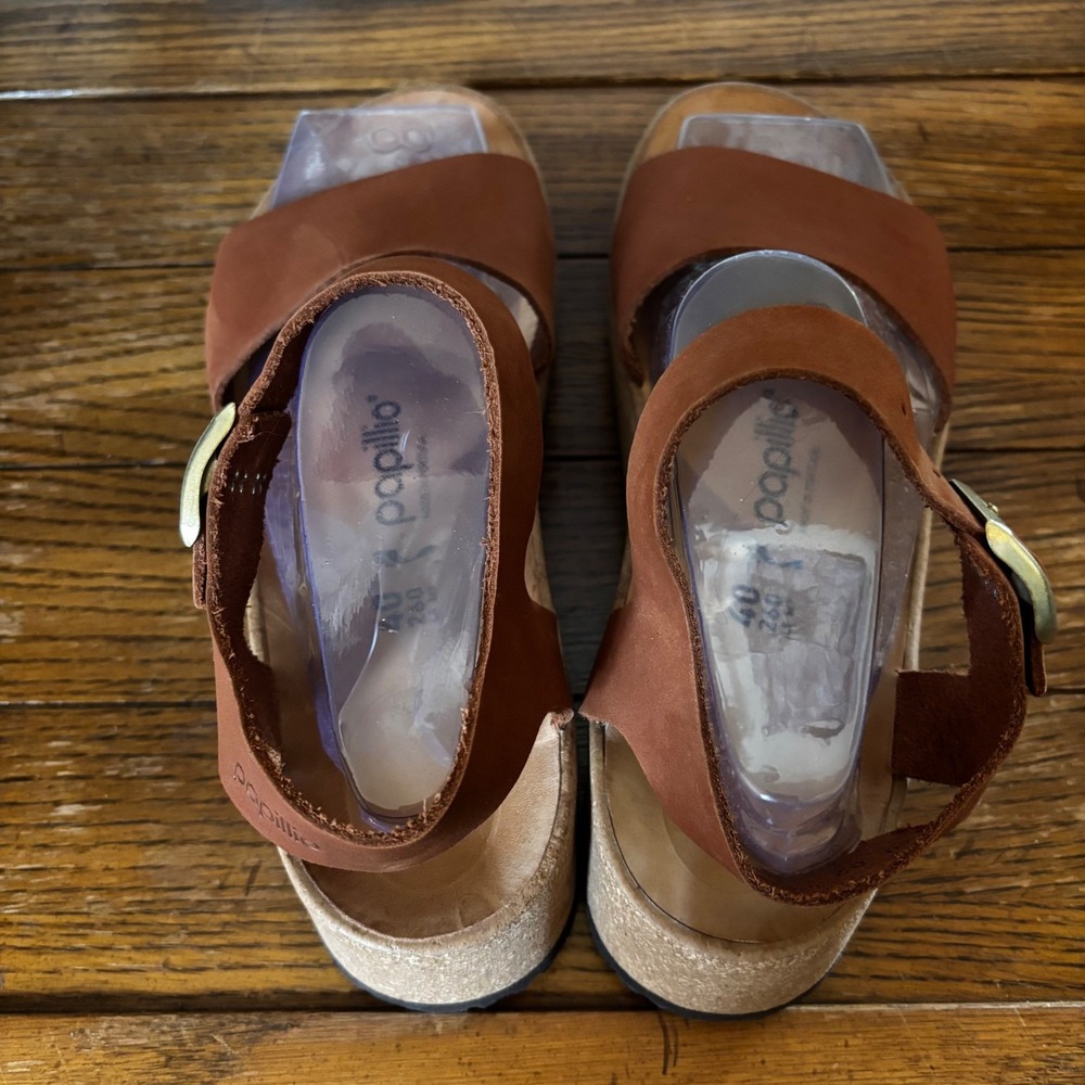 Papillio Birkenstock Glenda Pecan Nubuck leather platform wedge sandals 9 / 40 - Picture 2 of 8